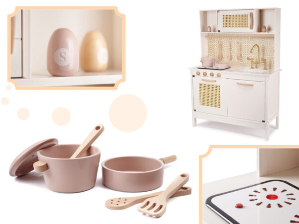 KX6284 Holzküche MDF Retro mit Boho -Zubehör