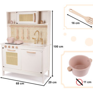KX6284 Holzküche MDF Retro mit Boho -Zubehör