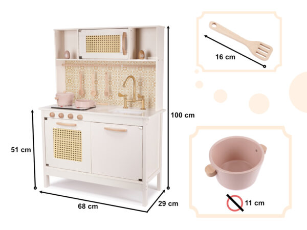 KX6284 Holzküche MDF Retro mit Boho -Zubehör