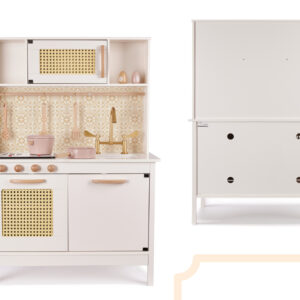 KX6284 Holzküche MDF Retro mit Boho -Zubehör