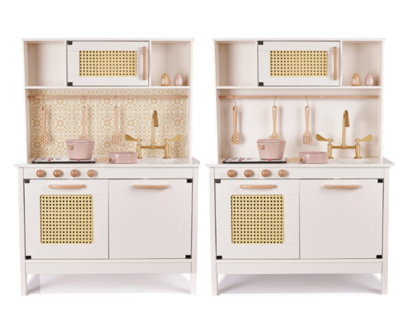 KX6284 Holzküche MDF Retro mit Boho -Zubehör