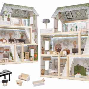 KX5944 Domek dla lalek drewniany apartament Ikonka boho