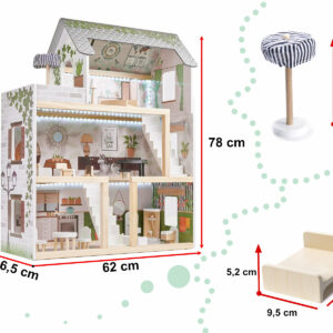 KX5944 Domek dla lalek drewniany apartament Ikonka boho