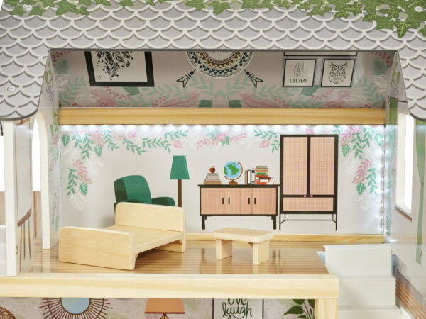 KX5944 Domek dla lalek drewniany apartament Ikonka boho