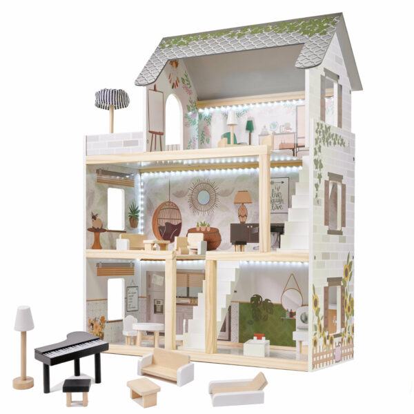 KX5944 Domek dla lalek drewniany apartament Ikonka boho KX5944 Domek dla lalek drewniany apartament Ikonka boho