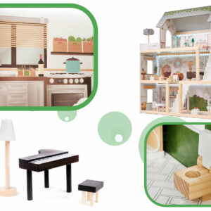 KX5944 Domek dla lalek drewniany apartament Ikonka boho