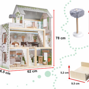 LULILO Domek dla lalek drewniany apartament Ikonka boho