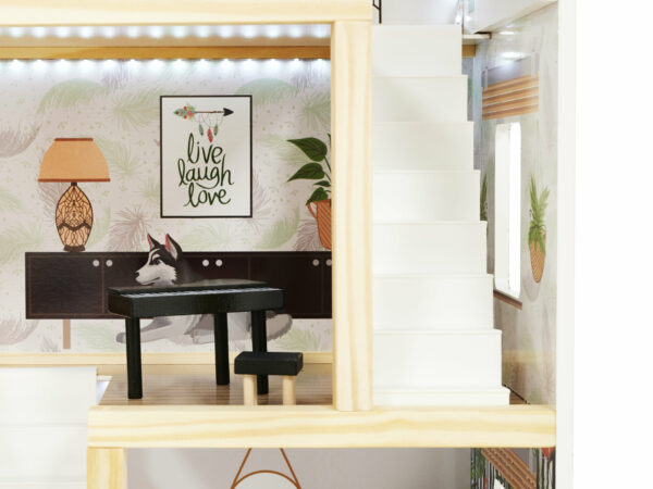 KX5944 Domek dla lalek drewniany apartament Ikonka boho