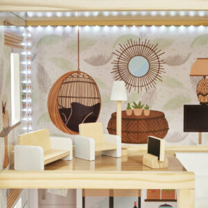 KX5944 Domek dla lalek drewniany apartament Ikonka boho
