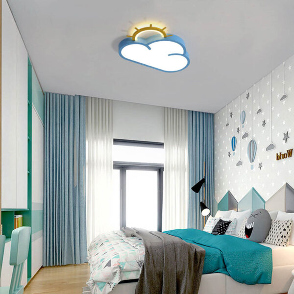 Lampa LED sufitowa plafon do pokoju dzieciecego sciemniana LUMELA pilot chmurka niebieska