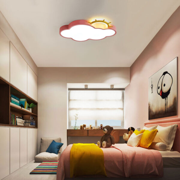 Lampa LED sufitowa plafon do pokoju dzieciecego sciemniana LUMELA pilot chmurka rozowa