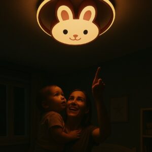 Lampa LED sufitowa plafon do pokoju dzieciecego sciemniana LUMELA pilot kroliczek