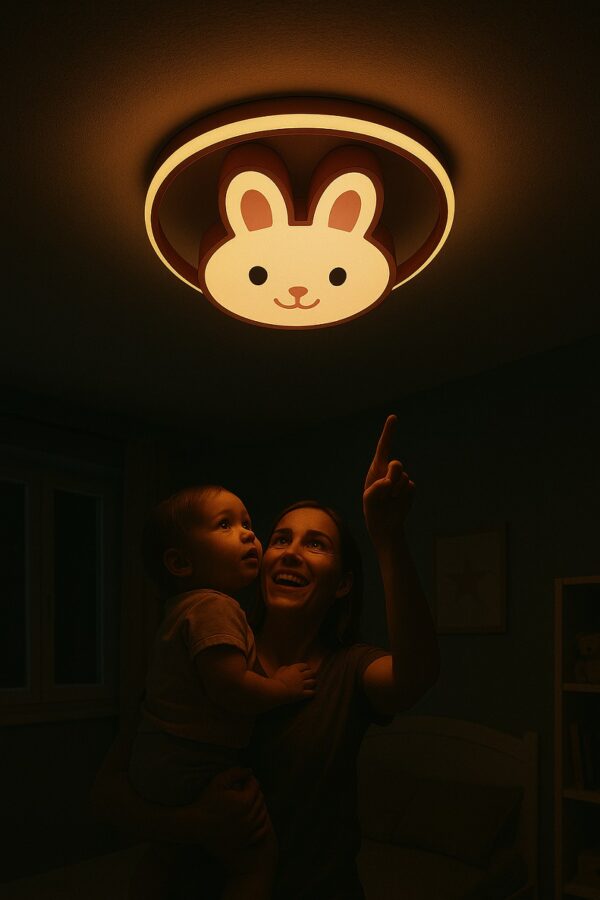 Lampa LED sufitowa plafon do pokoju dzieciecego sciemniana LUMELA pilot kroliczek