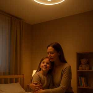 Lampa LED sufitowa plafon do pokoju dzieciecego sciemniana LUMELA pilot ksiezyc biala