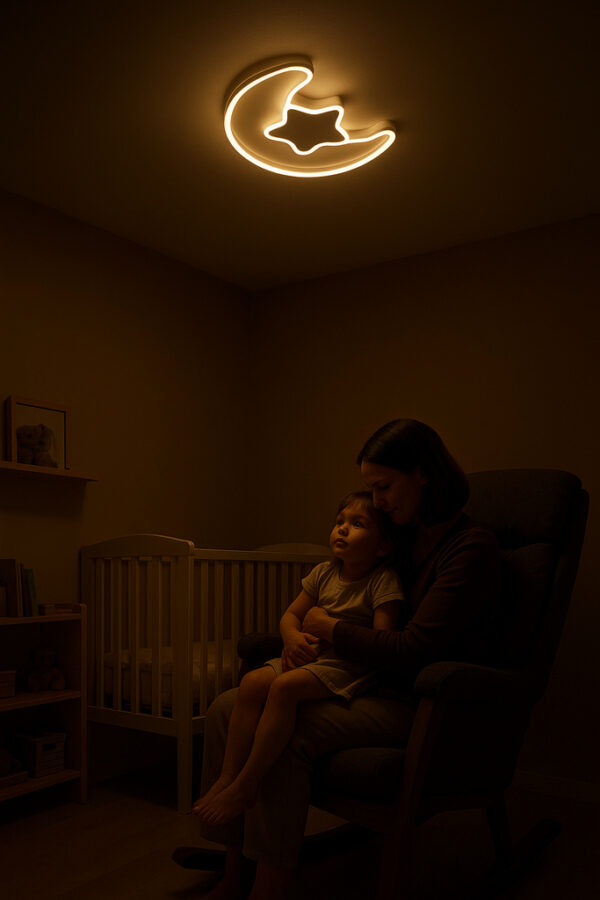 Lampa LED sufitowa plafon do pokoju dzieciecego sciemniana LUMELA pilot ksiezyc biala