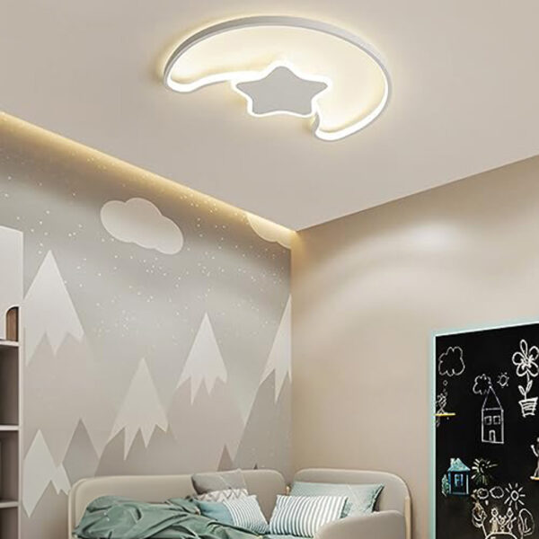 Lampa LED sufitowa plafon do pokoju dzieciecego sciemniana LUMELA pilot ksiezyc biala
