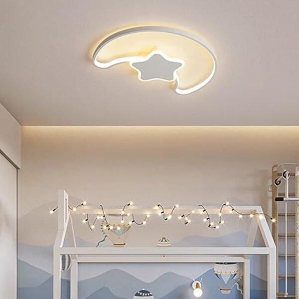 Lampa LED sufitowa plafon do pokoju dzieciecego sciemniana LUMELA pilot ksiezyc biala