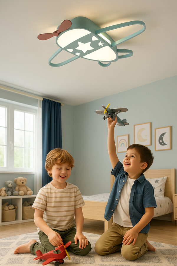 Lampa LED sufitowa plafon do pokoju dzieciecego sciemniana LUMELA pilot samolot