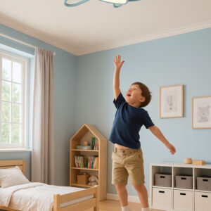 Lampa LED sufitowa plafon do pokoju dzieciecego sciemniana LUMELA pilot samolot