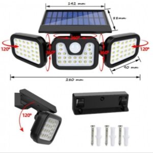 Lampa solarna potrojna czujnik ruchu i zmierzchu