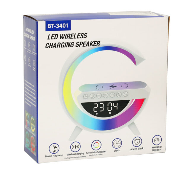 Lampka LED RGB ladowarka indukcyjna radio budzik zegar