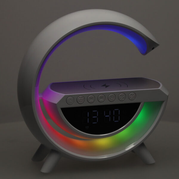 Lampka LED RGB ladowarka indukcyjna radio budzik zegar