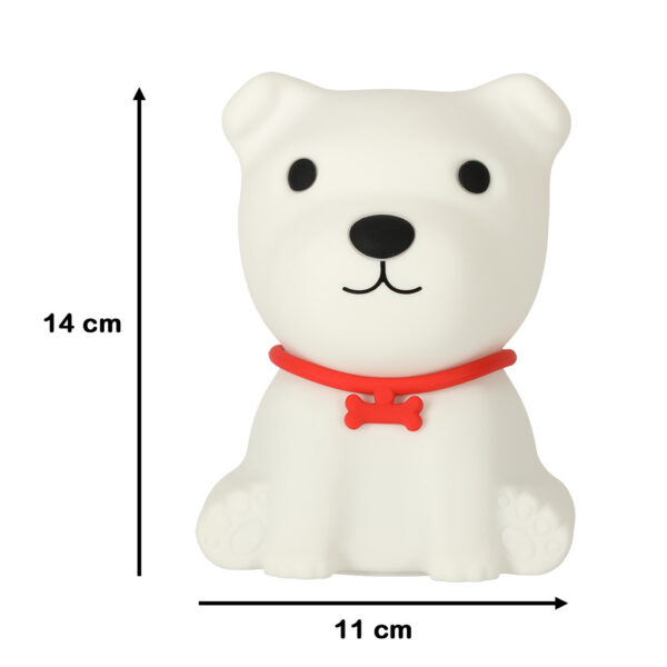 Lampka nocna dla dzieci silikonowa 8 LED USB biala piesek