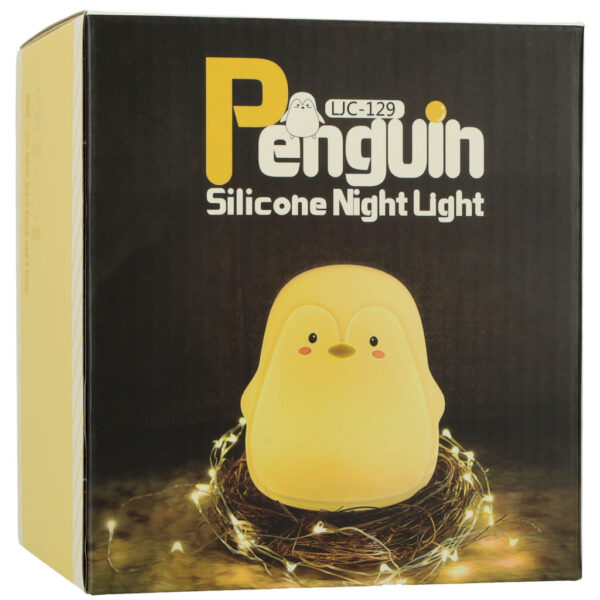 Lampka nocna dla dzieci silikonowa LED biala pingwinek