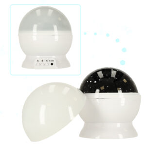 Lampka nocna projektor gwiazd 2w1 USB biala