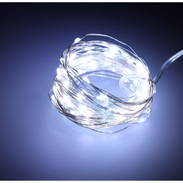 Lampki LED druciki dekoracyjne 10m 100LED zimny bialy