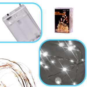 Lampki LED druciki dekoracyjne 10m 100LED zimny bialy