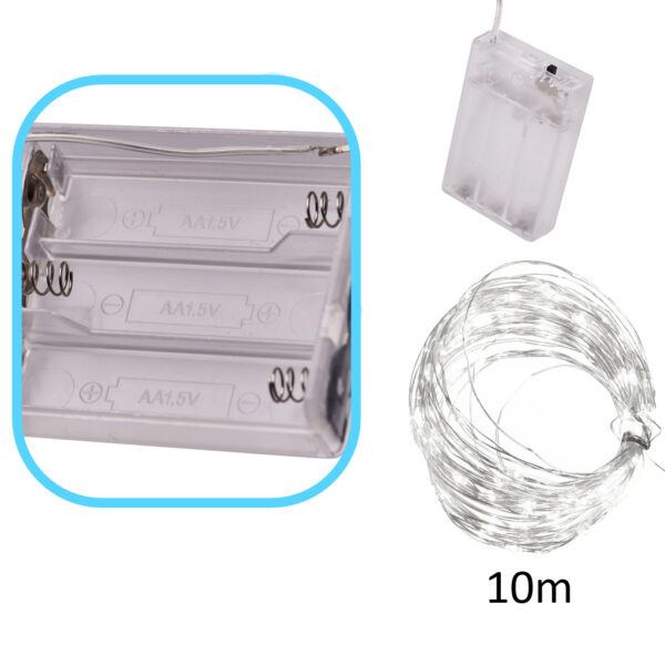 Lampki LED druciki dekoracyjne 10m 100LED zimny bialy