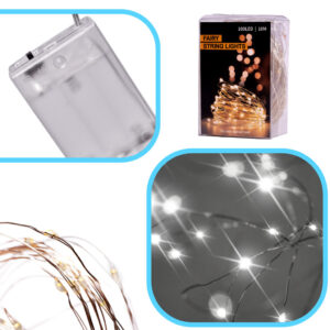 Lampki LED druciki dekoracyjne 5m 50LED zimny bialy