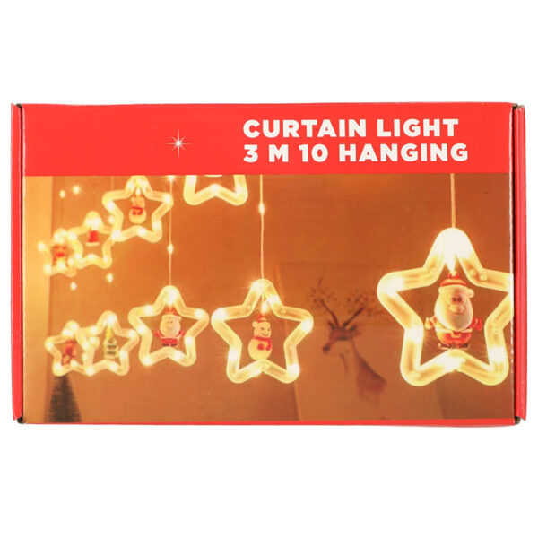 Lampki LED kurtyna z figurkami Boze Narodzenie 3m 125LED 10 zarowek cieply bialy zasilanie sieciowe