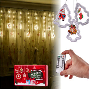 Lampki LED kurtyna z obrazkami w choinkach 3m