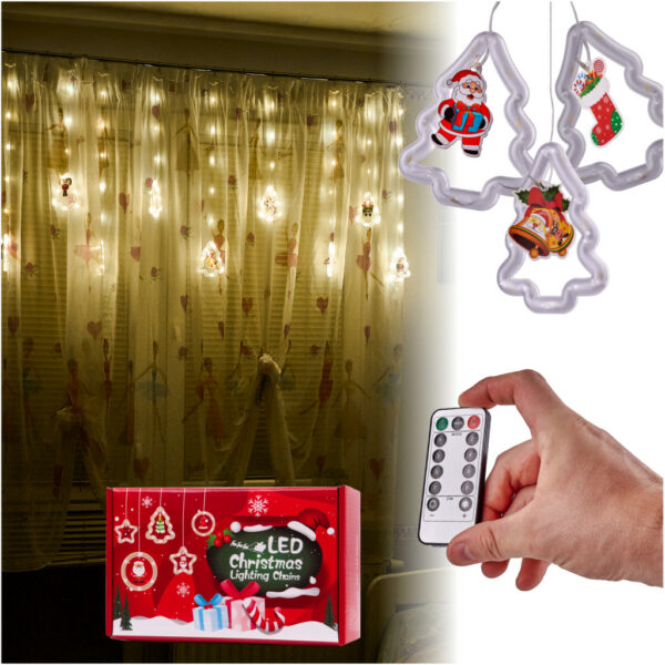 Lampki LED kurtyna z obrazkami w choinkach 3m