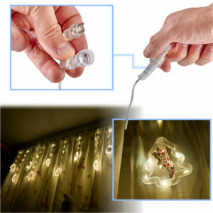 Lampki LED kurtyna z obrazkami w choinkach 3m
