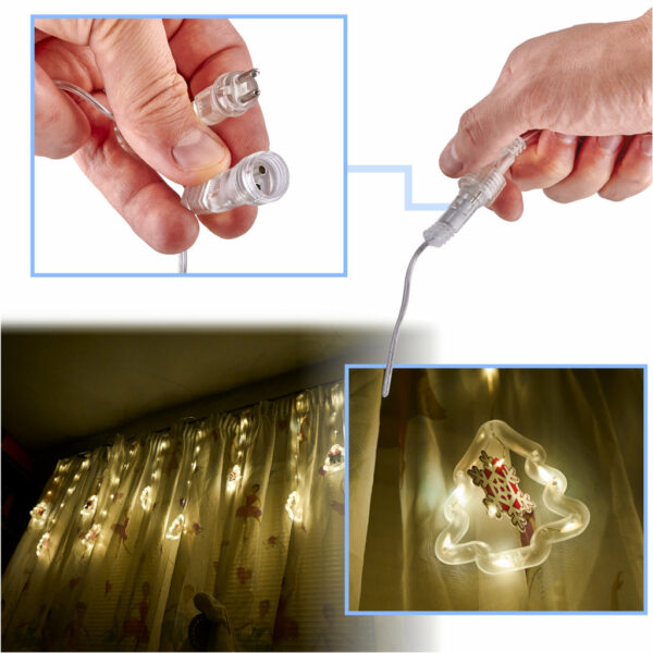 Lampki LED kurtyna z obrazkami w choinkach 3m