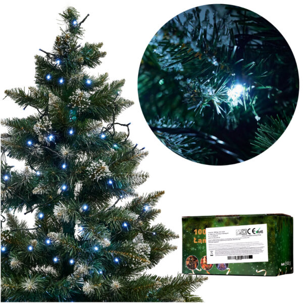 Lampki LED lancuch swietlny 10m 100LED zimny bialy Lampki LED lancuch swietlny 10m 100LED zimny bialy
