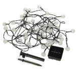 Lampki ogrodowe solarne kulki 7m 50LED cieply bialy