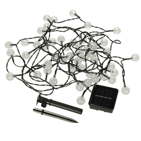 Lampki ogrodowe solarne kulki 7m 50LED cieply bialy Lampki ogrodowe solarne kulki 7m 50LED cieply bialy
