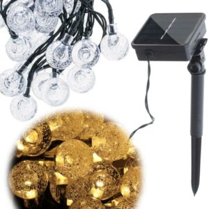 Lampki ogrodowe solarne kulki 7m 50LED cieply bialy