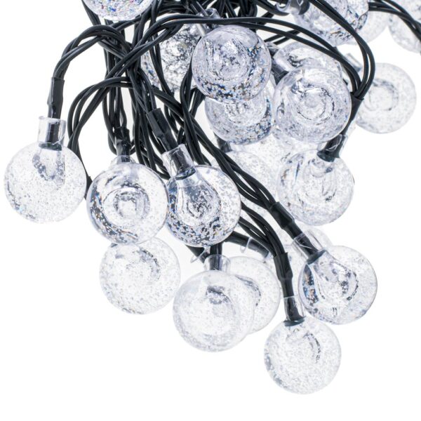 Lampki ogrodowe solarne kulki 7m 50LED zimny bialy Lampki ogrodowe solarne kulki 7m 50LED zimny bialy