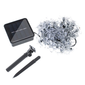 Lampki ogrodowe solarne kwiatki 7m 50LED cieply bialy