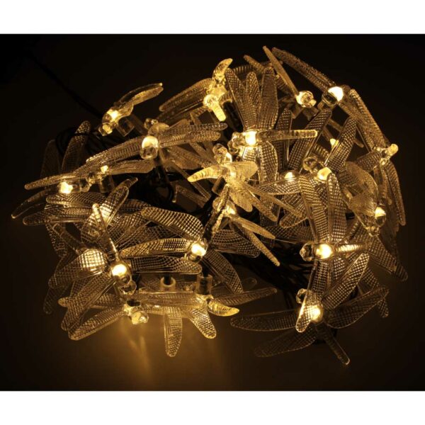 Lampki ogrodowe solarne wazki 6 5m 30LED cieply bialy