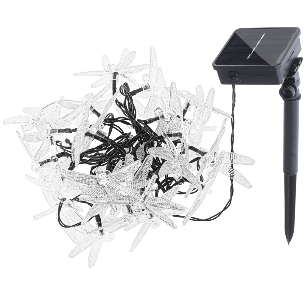 Lampki ogrodowe solarne wazki 6 5m 30LED multikolor