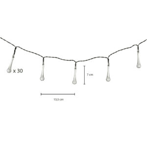 Lampki solarne ogrodowe sople 6 5m 30LED zimny bialy
