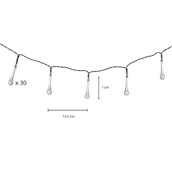 Lampki solarne ogrodowe sople 6 5m 30LED zimny bialy