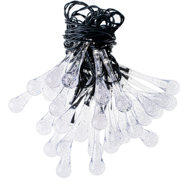 Lampki solarne ogrodowe sople 6 5m 30LED zimny bialy
