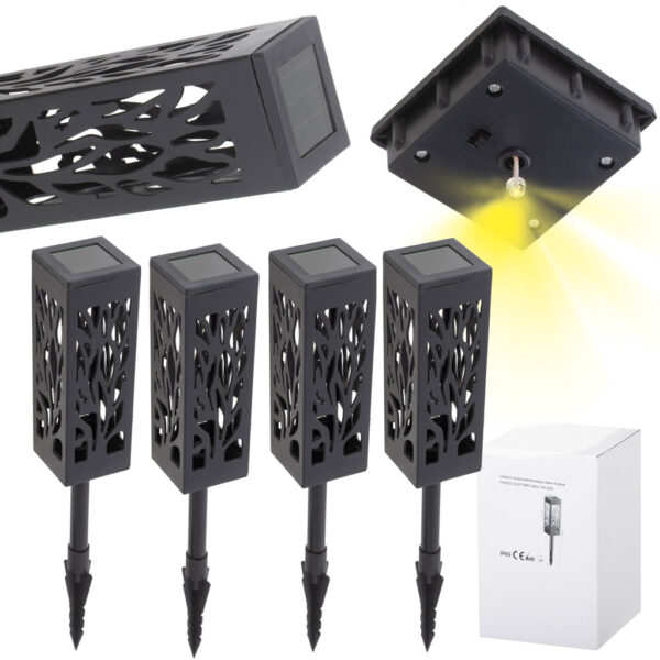 Lampy lampiony solarne stojace dekoracyjne 4 sztuki Lampy lampiony solarne stojace dekoracyjne 4 sztuki